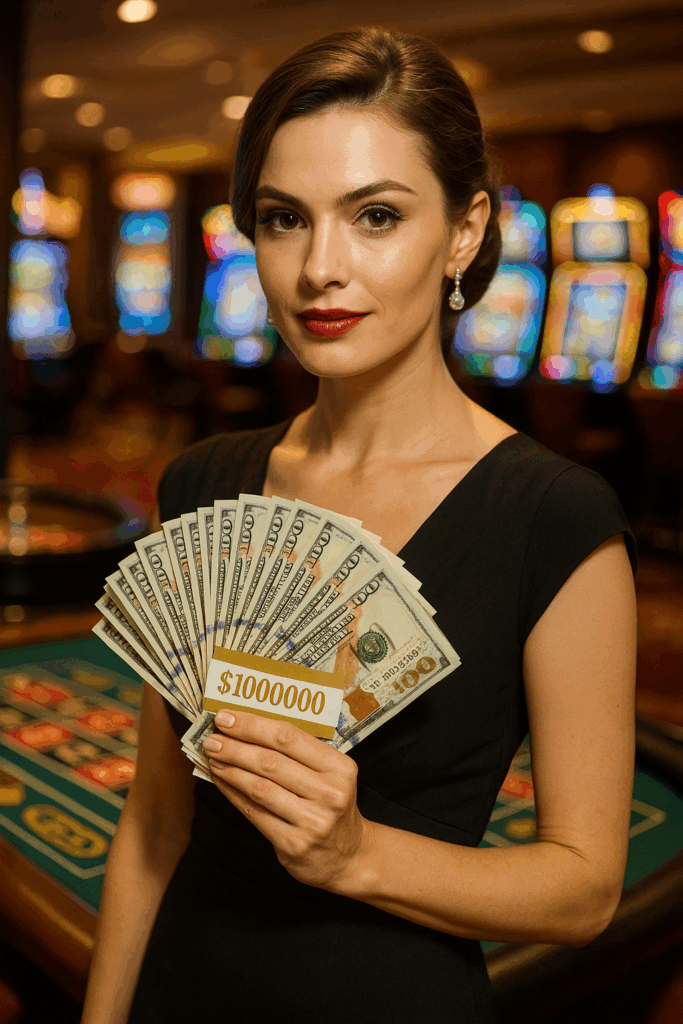 winning lady very happy